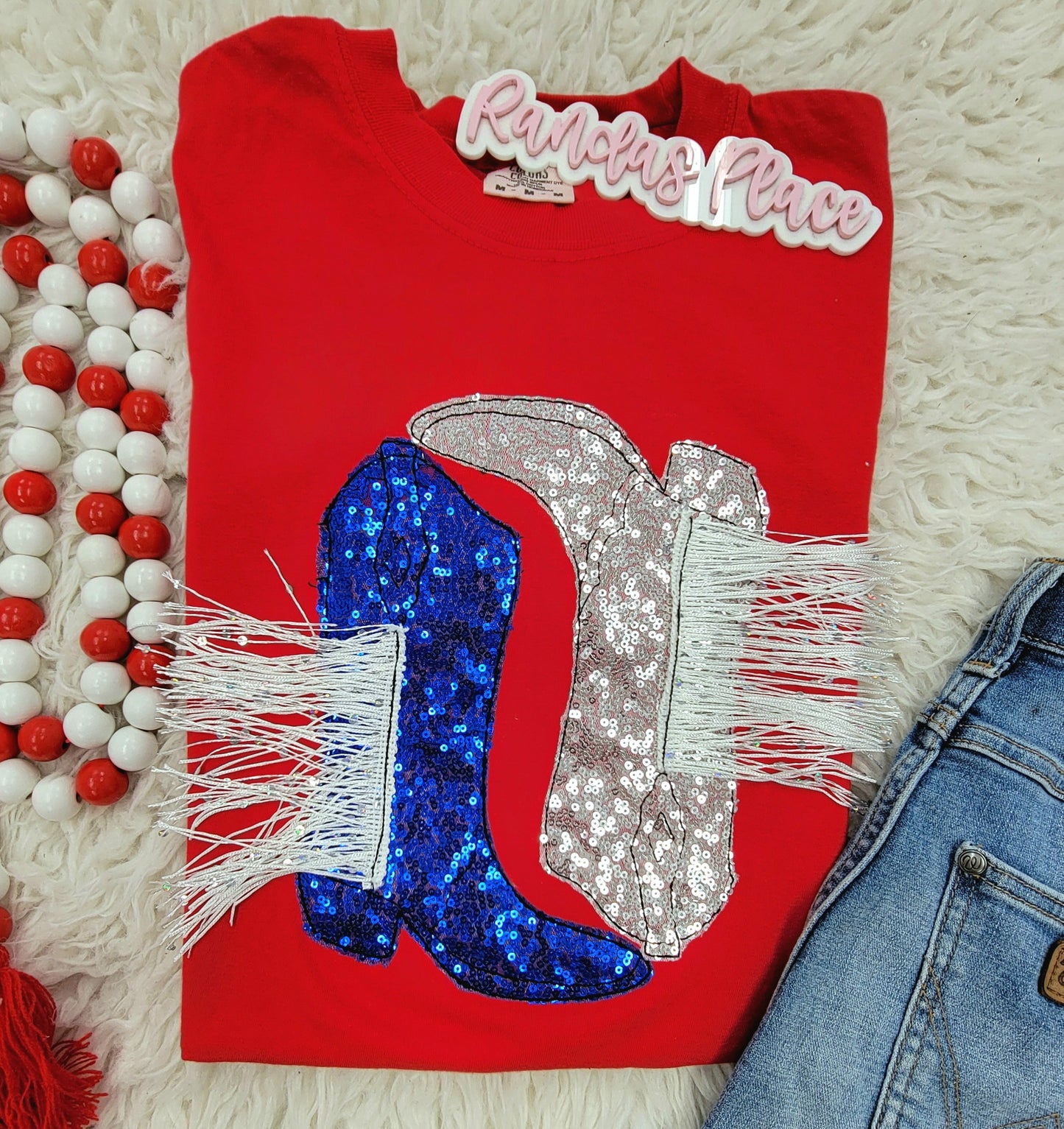 Patriotic Sparkle Boot Tee