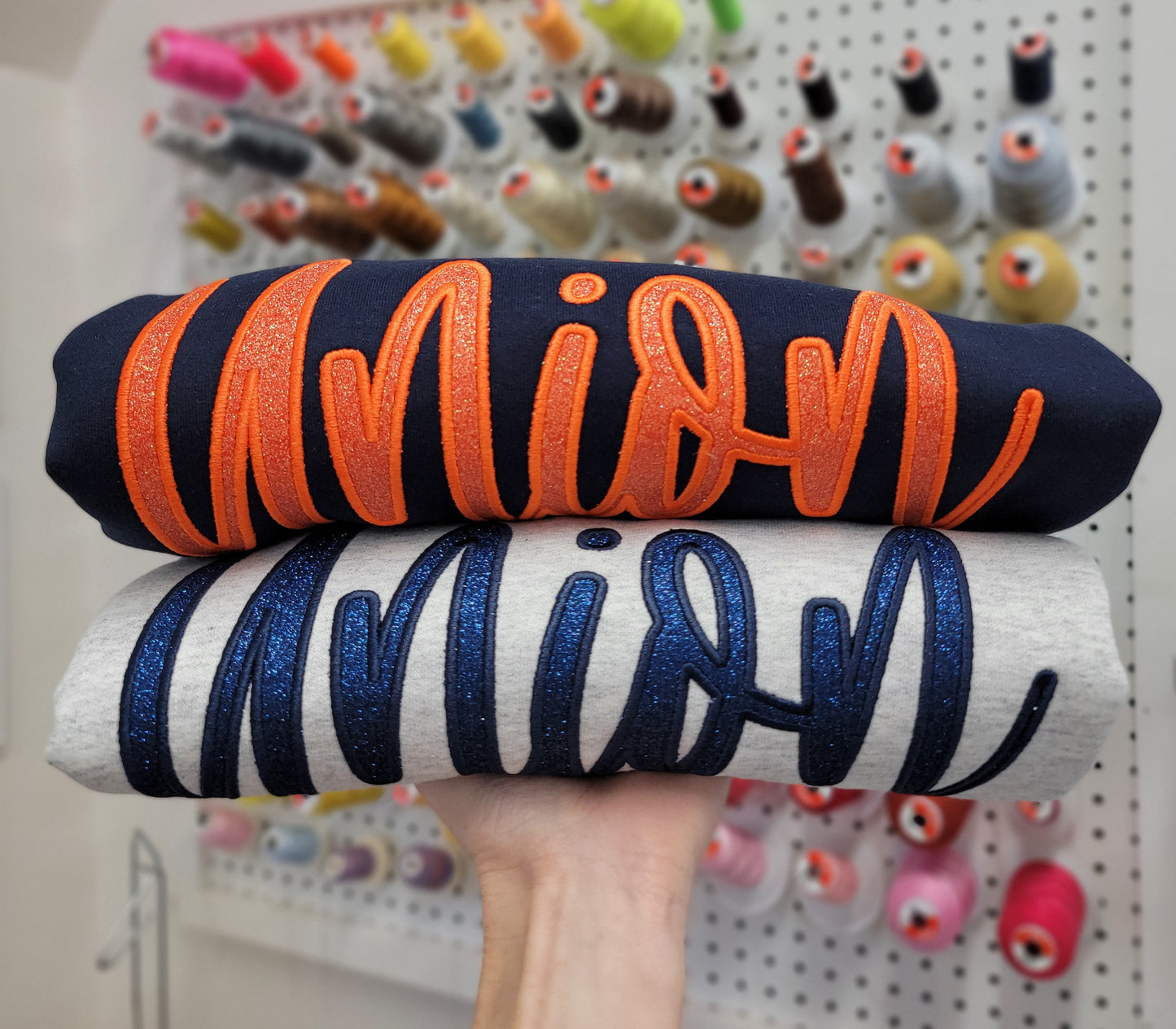 Union Satin Script Sparkle Crewneck