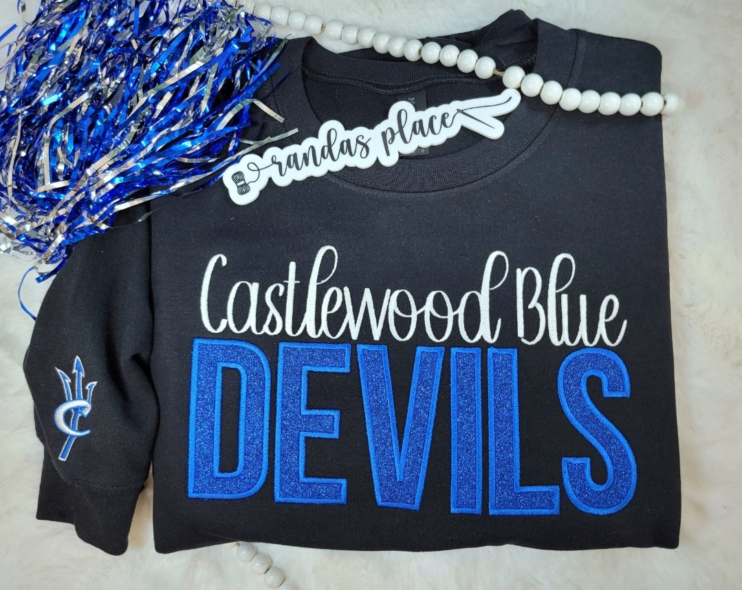 Castlewood Blue Devils Sparkle Crewneck