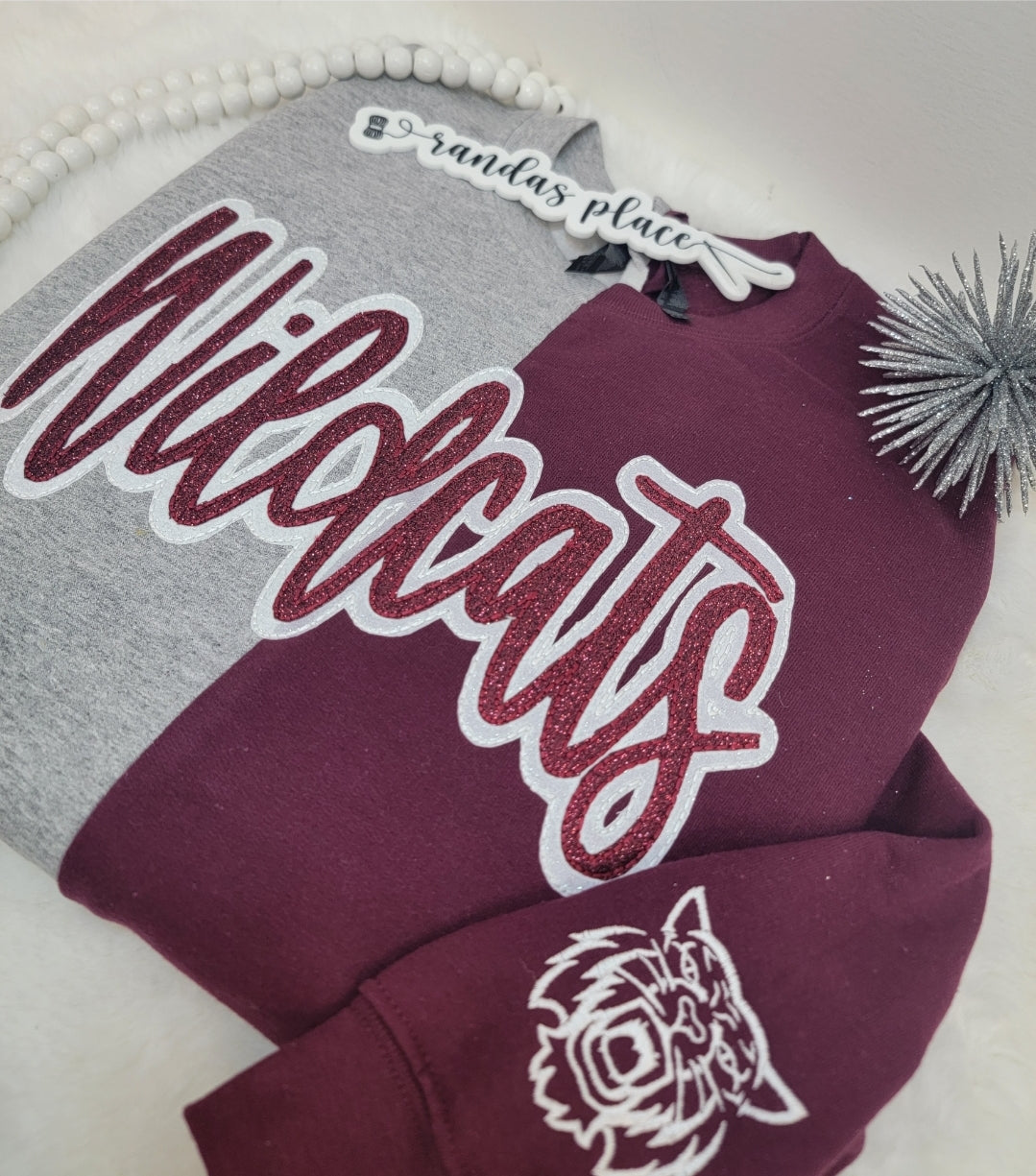 Wildcats Split Sparkle Crewneck