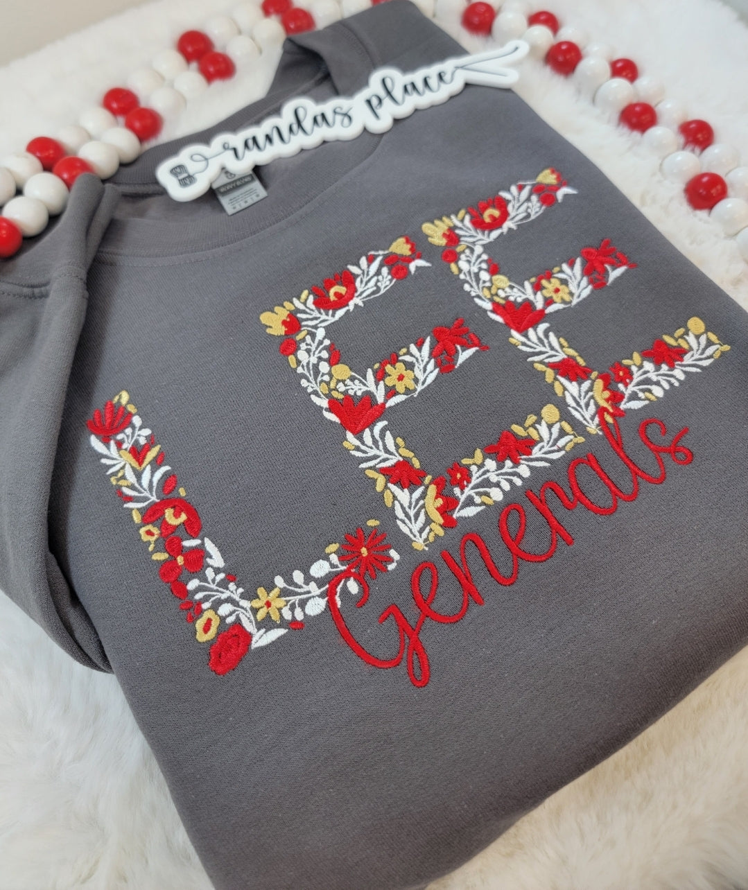 Lee High School Generals School Floral Crewneck