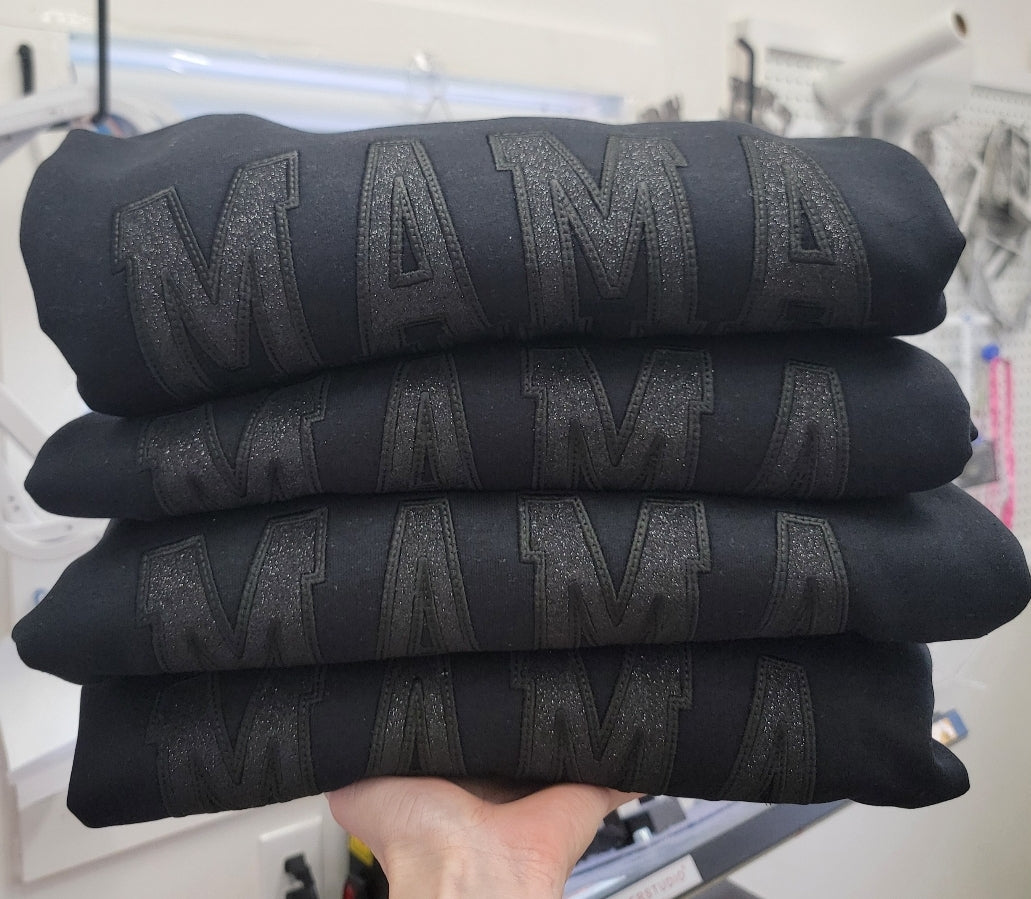 Black Sparkle MAMA crewneck