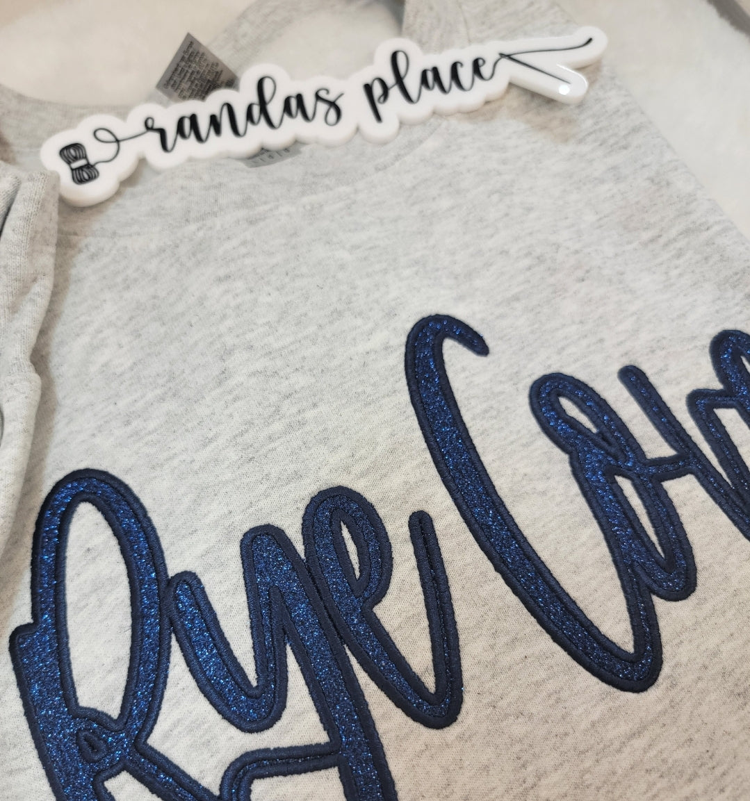 Rye Cove Satin Script Sparkle Crewneck