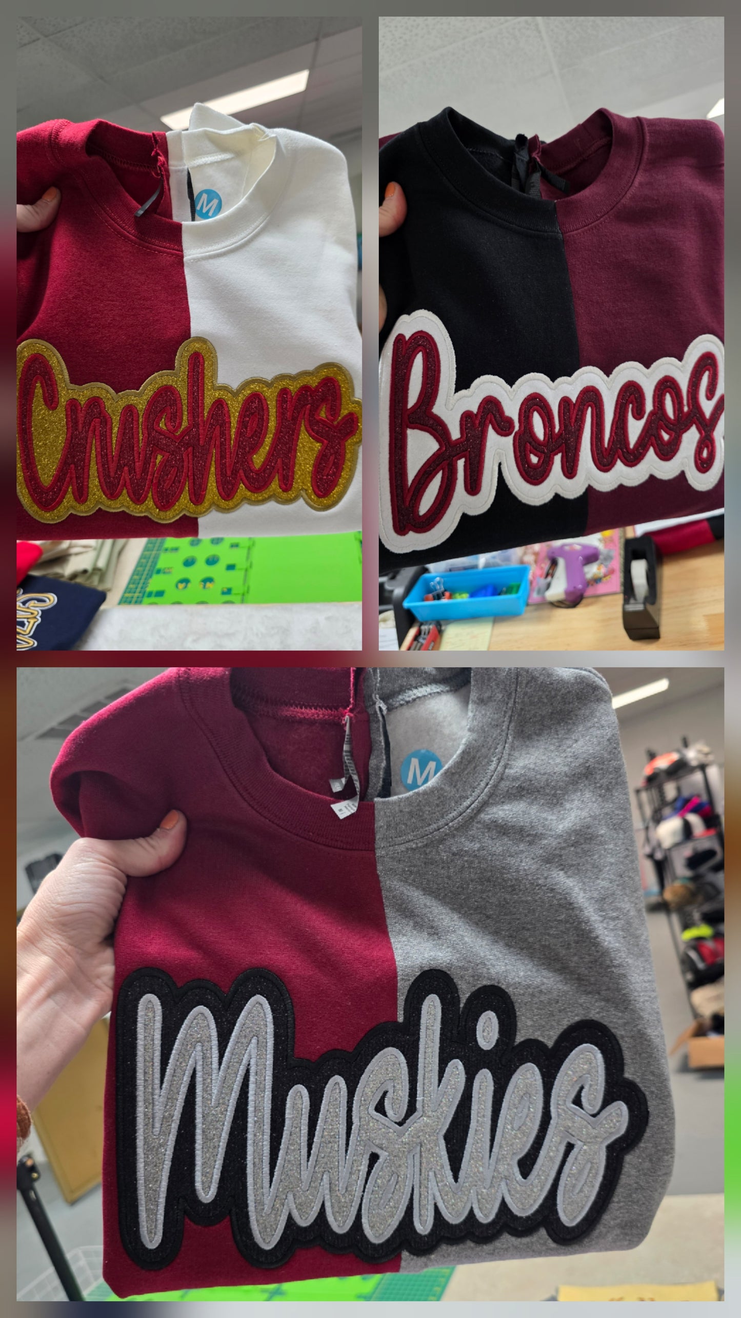 Custom Split Sparkle Crewneck Sweatshirt