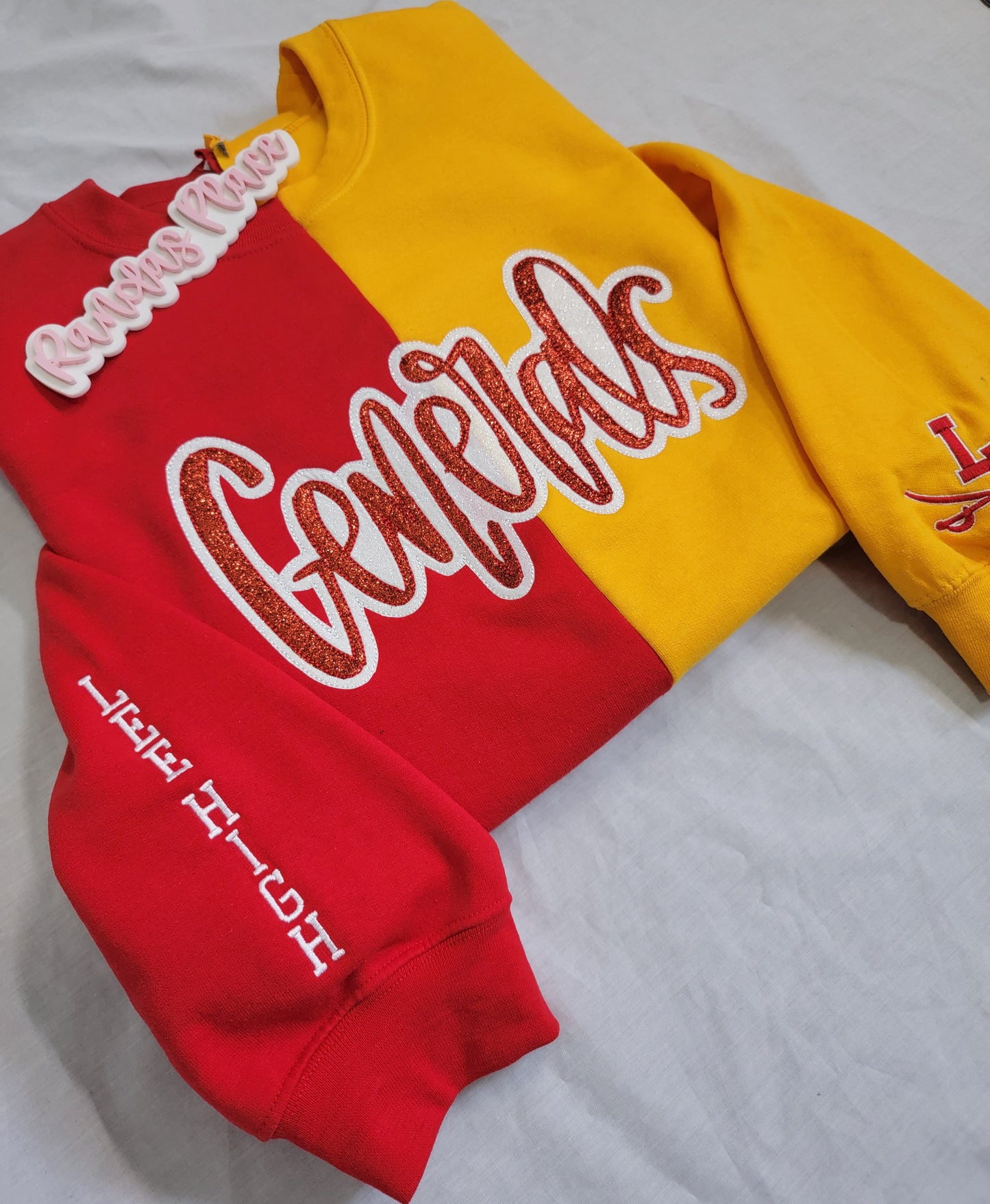 Generals Split Sparkle Red & Gold Crewneck