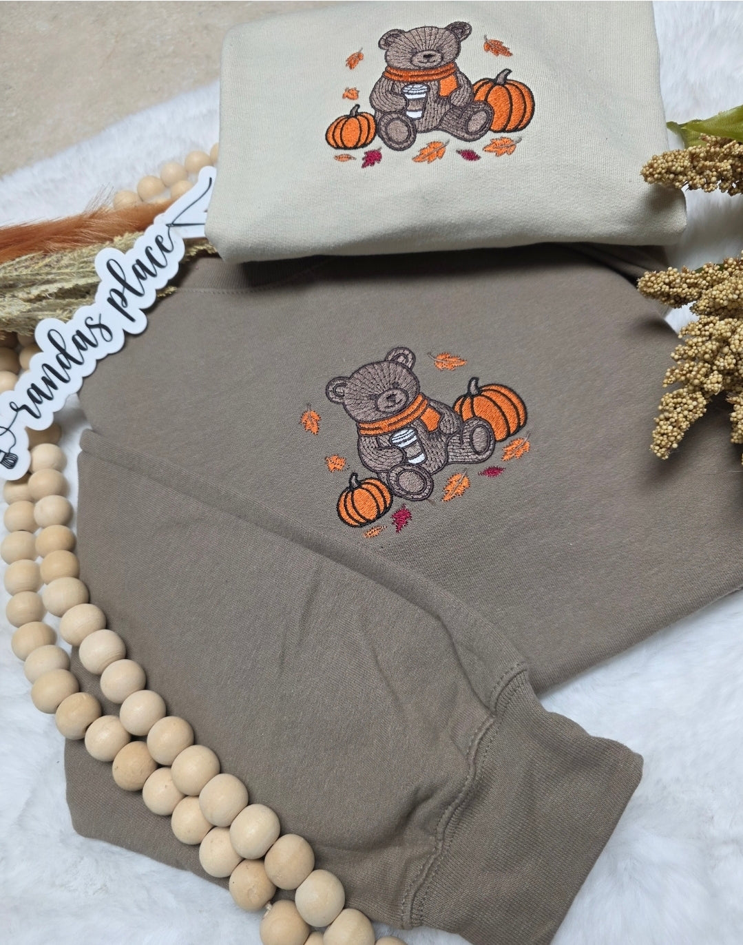Fall Bear Embroidered Sweatshirt