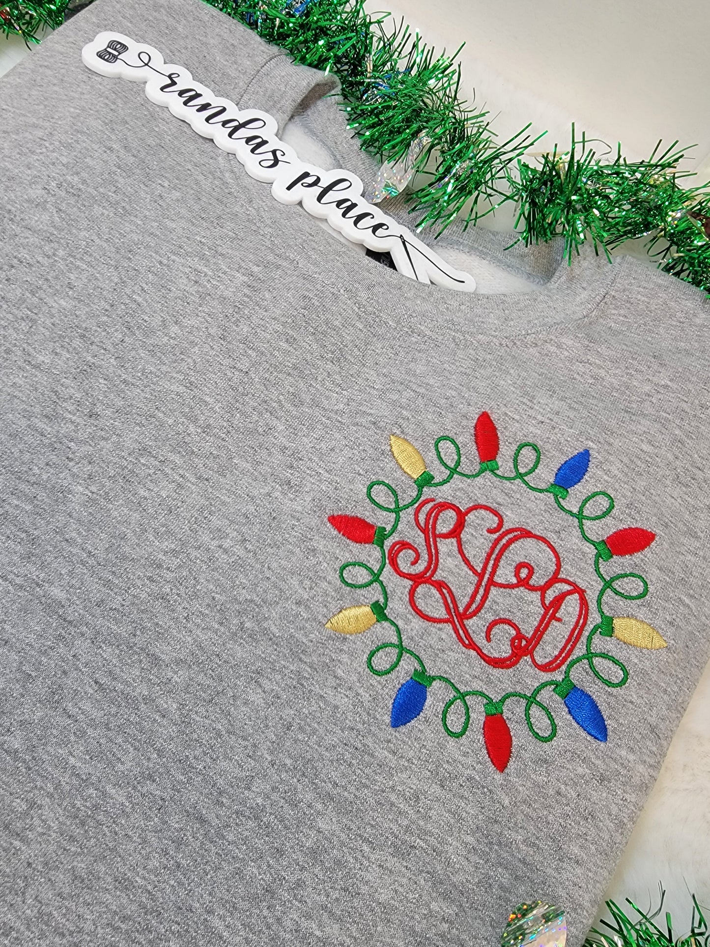 Christmas Lights Monogram Crewneck