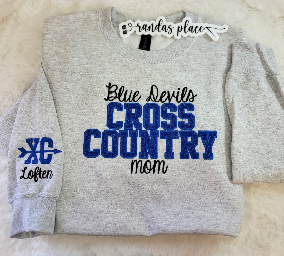 Gate City Blue Devils Cross Country Sparkle Crewneck