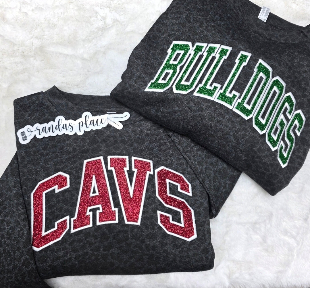 Custom Team Sparkle Leopard Sweatshirt