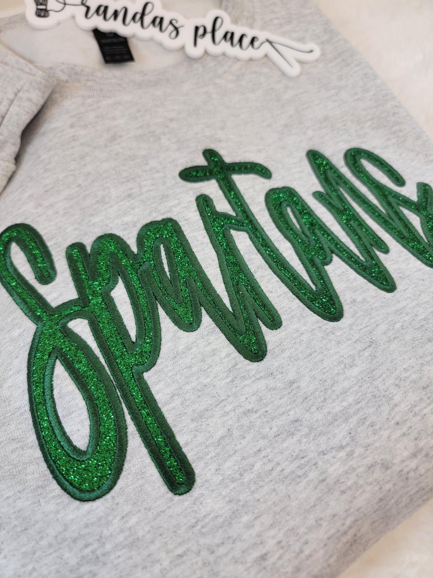 Spartans Satin Script Sparkle Crewneck