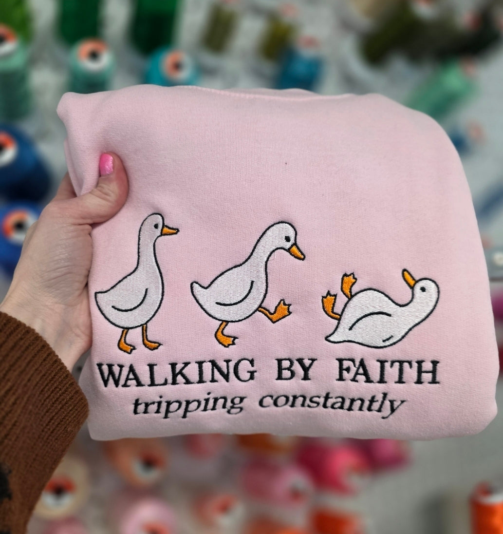 Walking by Faith, Tripping Constently Goose Faith Tee/Sweatshirt