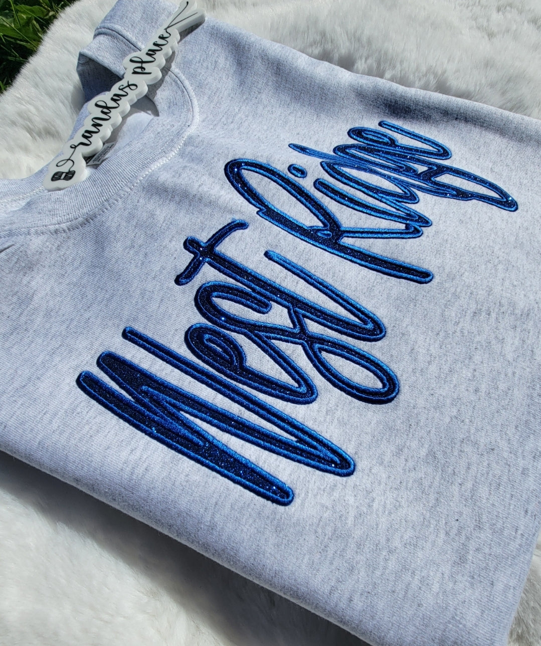 West Ridge Satin Script Sparkle Crewneck