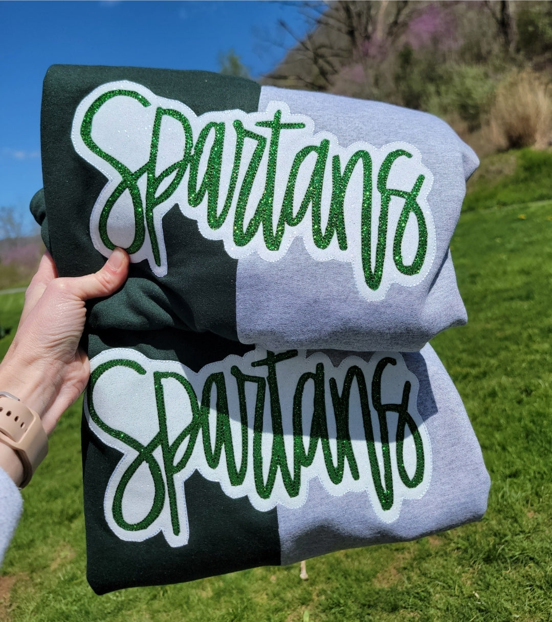 Spartans Split Sparkle Crewneck
