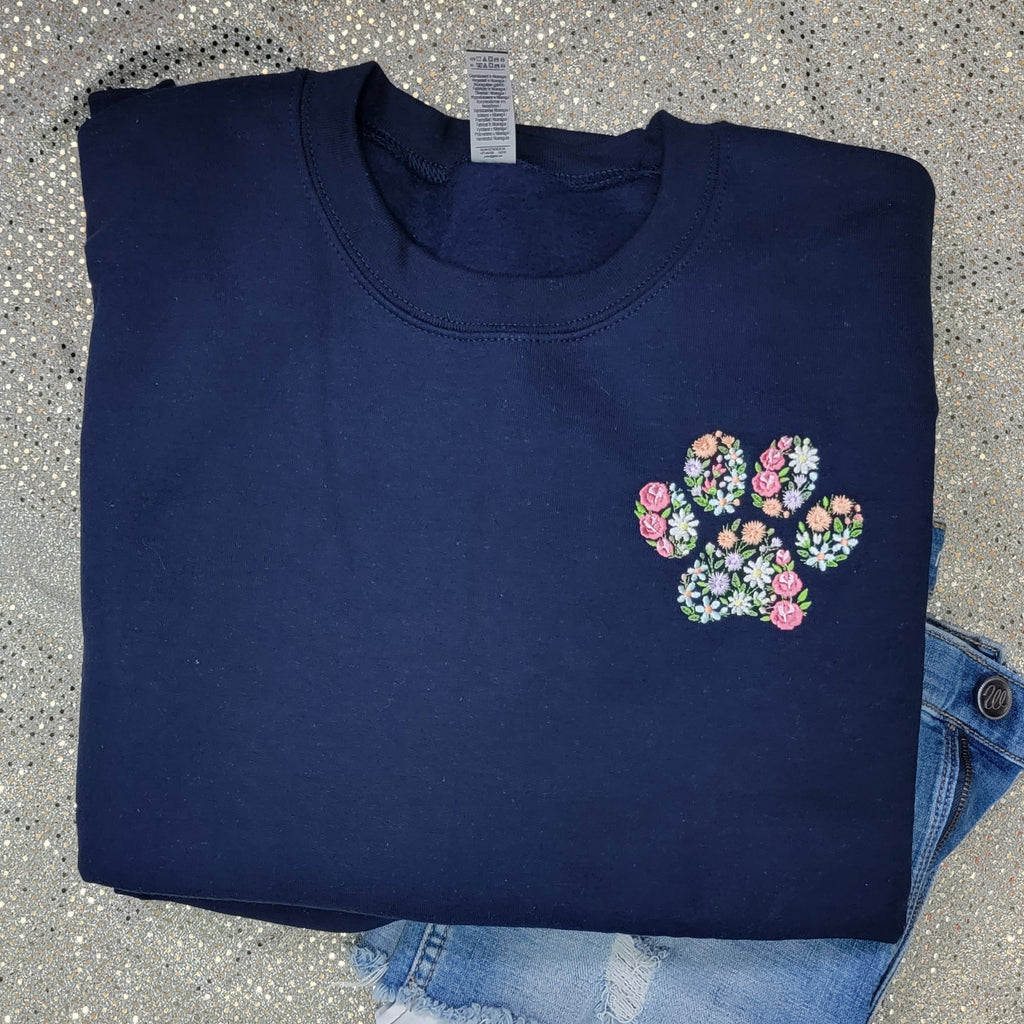Floral Pawprint Crewneck