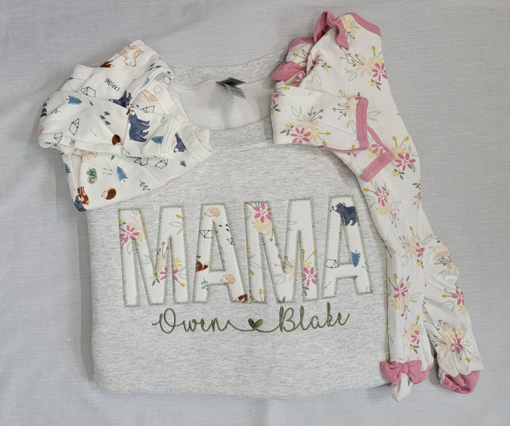 Custom MAMA & NAMES Crewneck with Infant Apparel