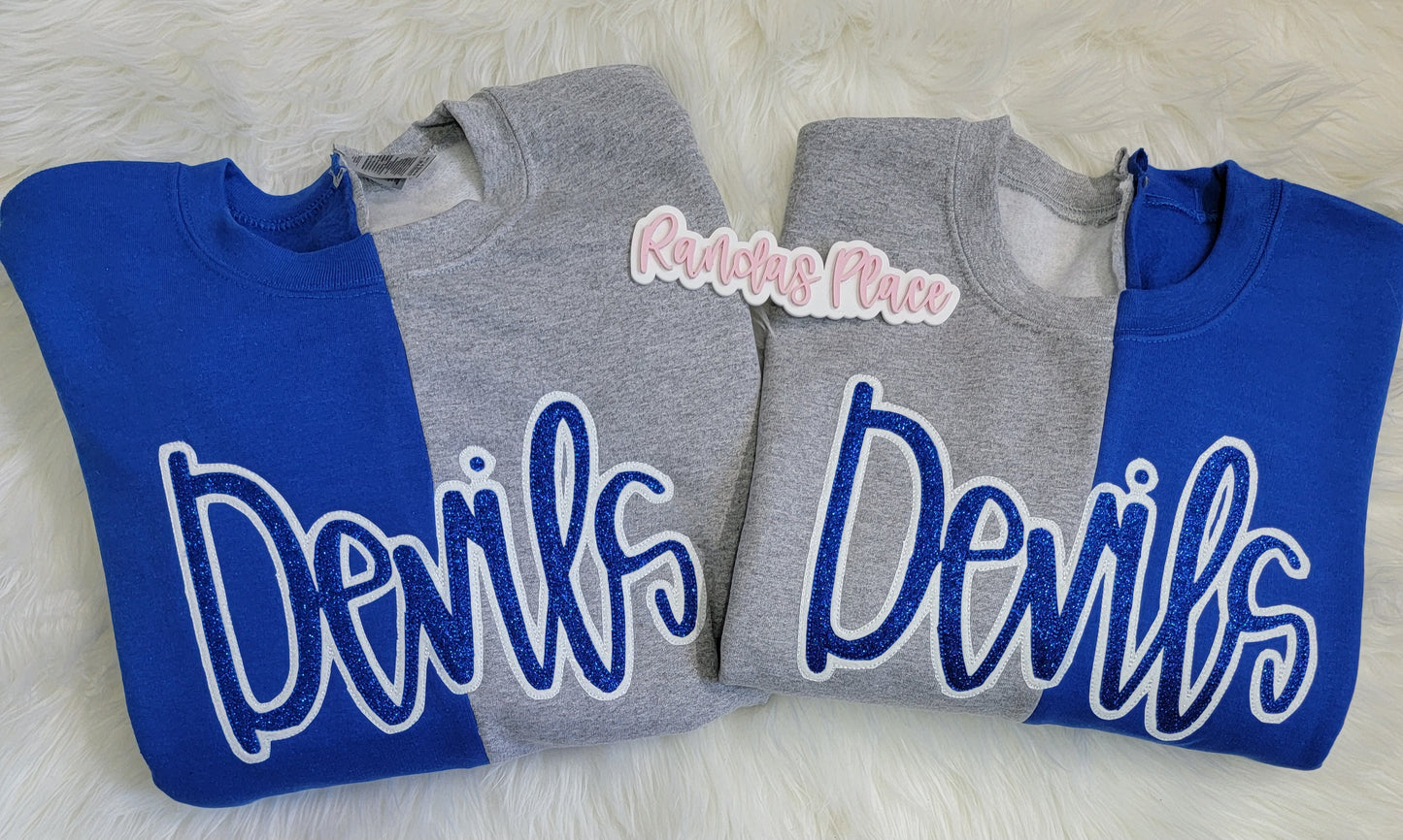 Devils Split Sparkle Crewneck