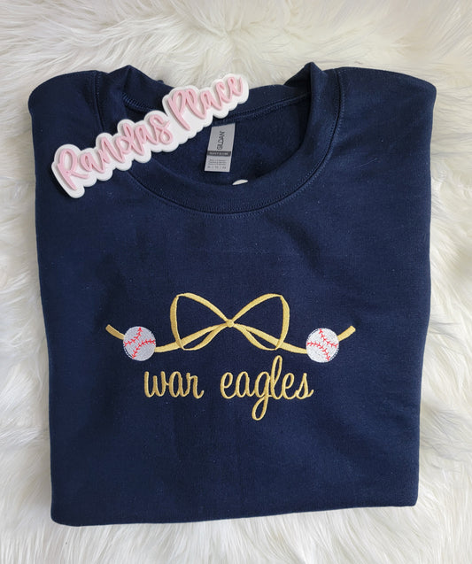 War Eagles Baseball Bow Crewneck