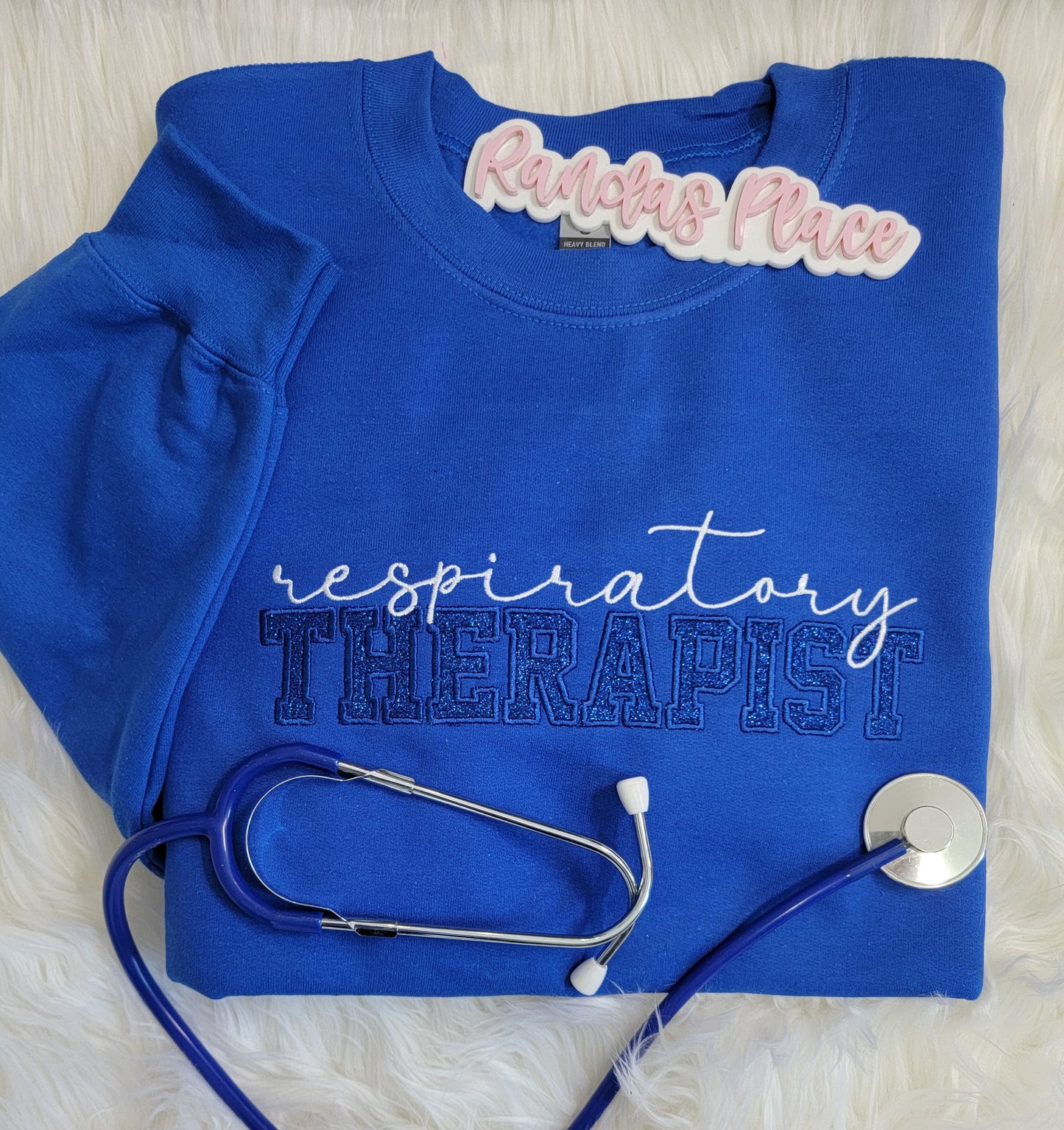 Royal Blue Sparkle Respiratory Therapist Crewneck