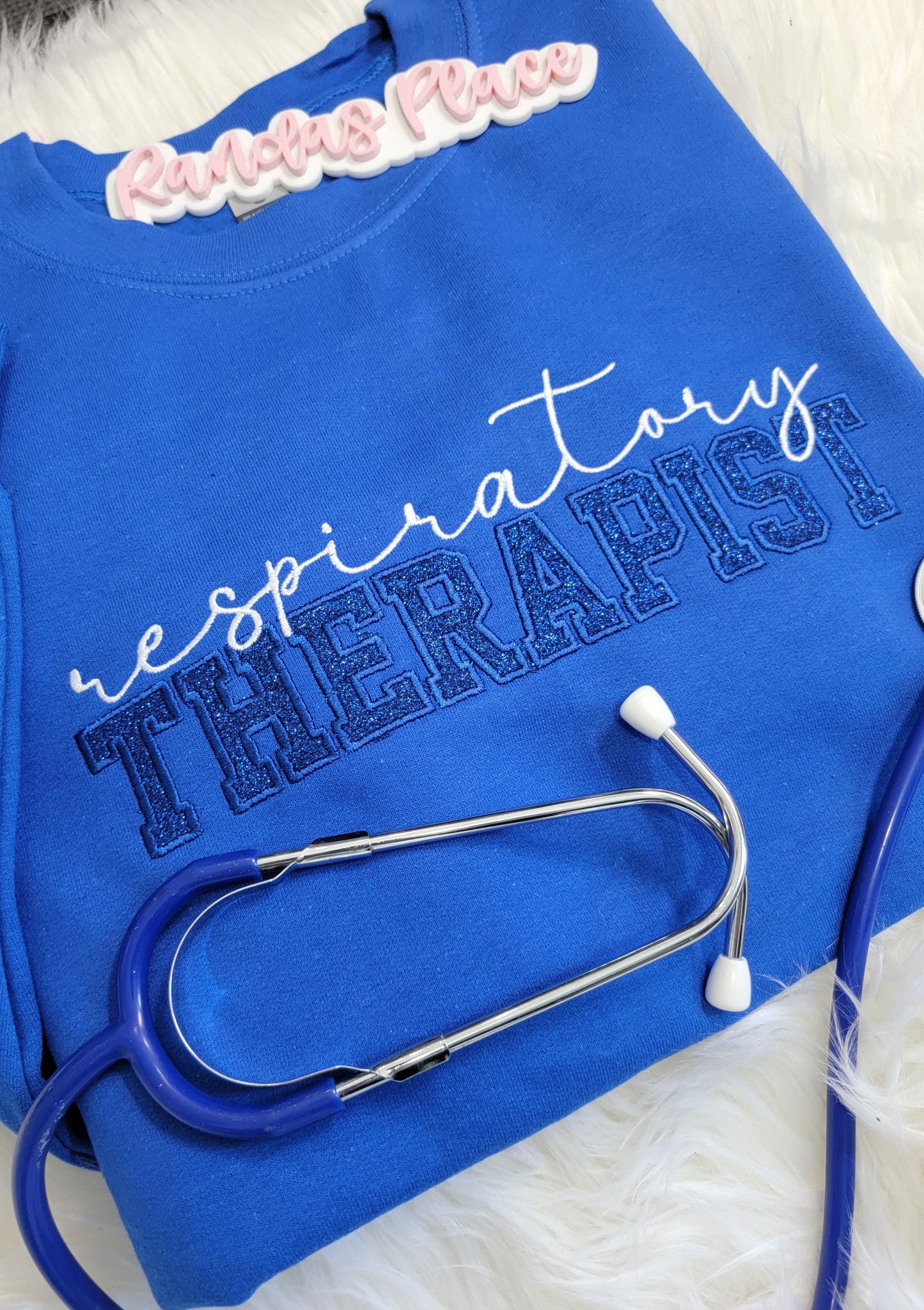 Royal Blue Sparkle Respiratory Therapist Crewneck