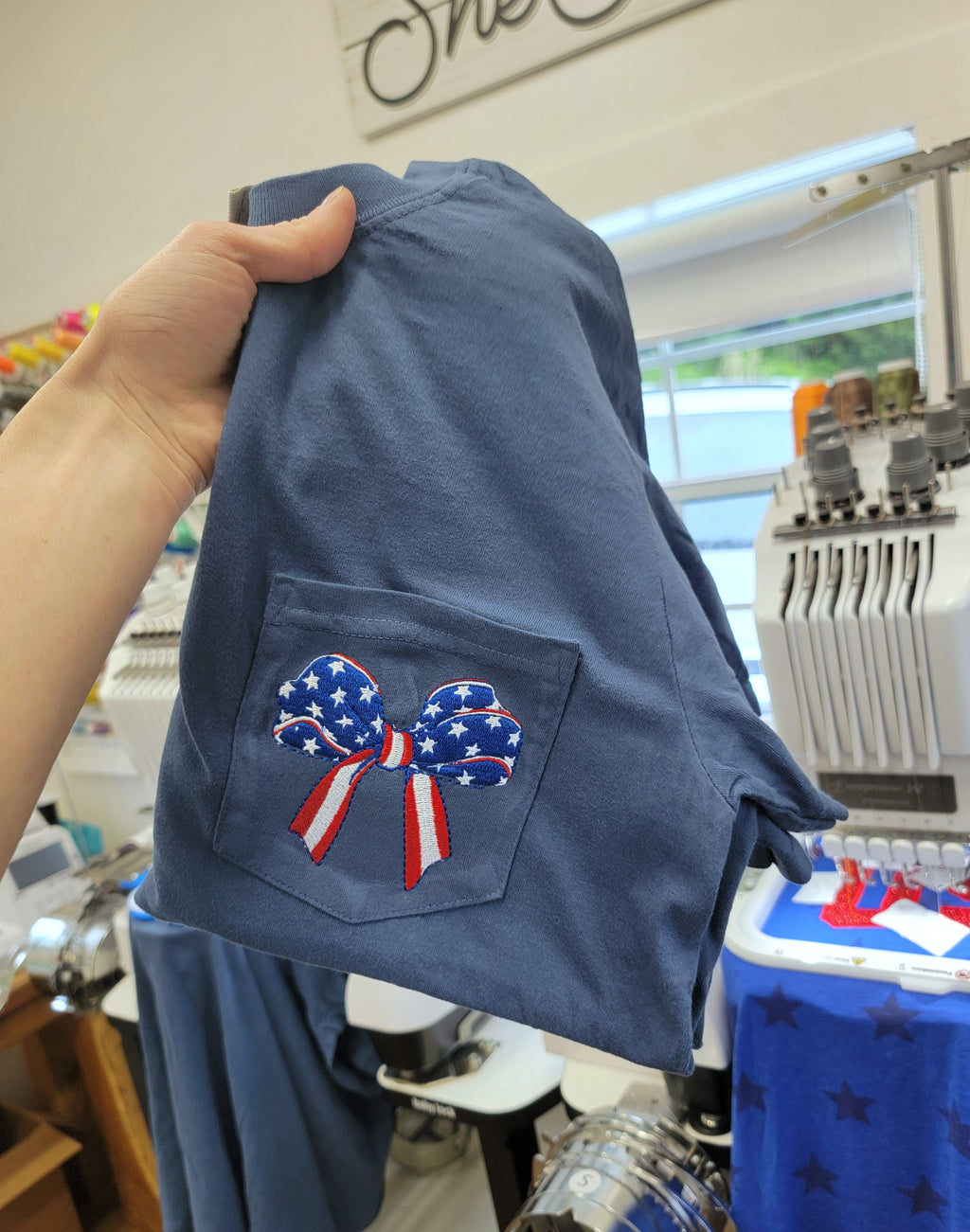 American Flag Bow Pocket Tee