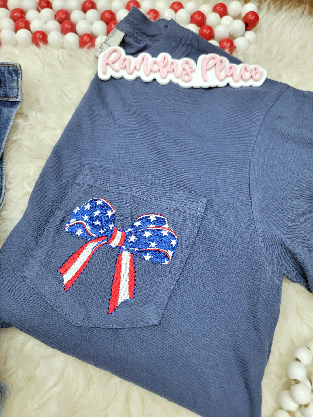 American Flag Bow Pocket Tee