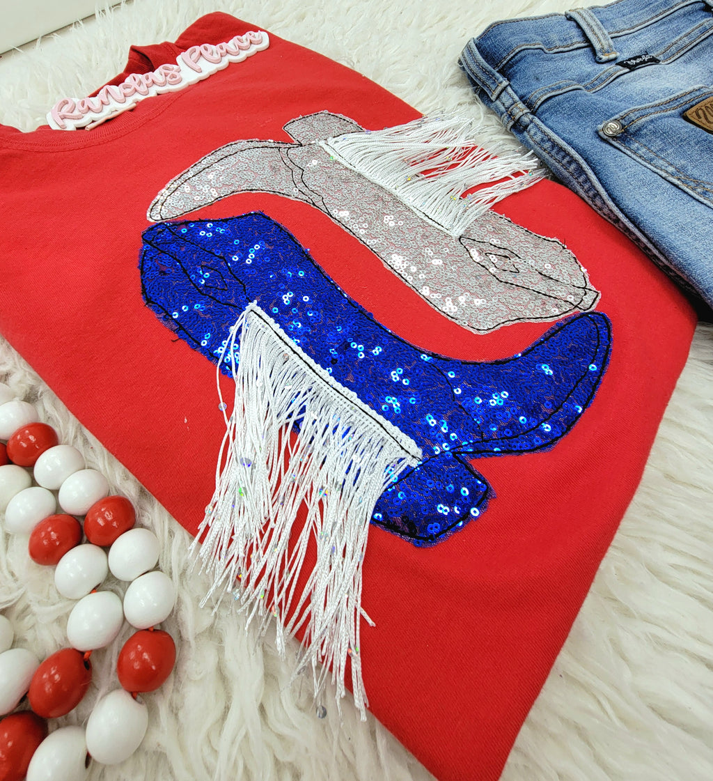 Patriotic Sparkle Boot Tee