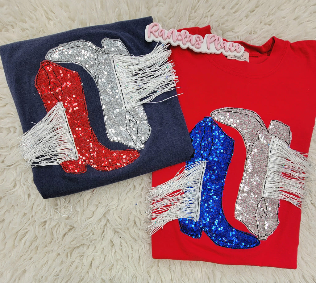 Patriotic Sparkle Boot Tee