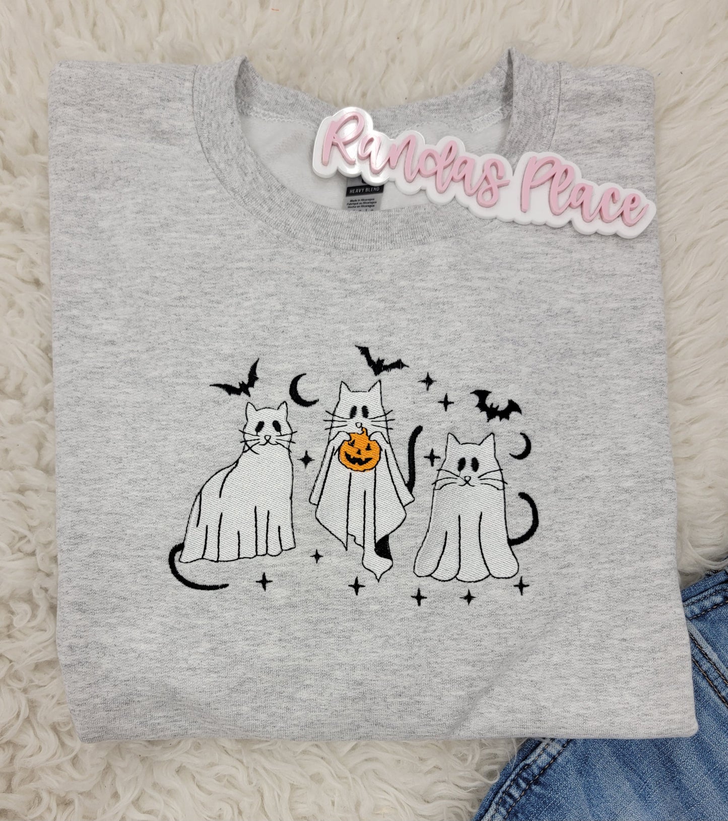 Ghost Cat Trick or Treat Halloween Sweatshirt