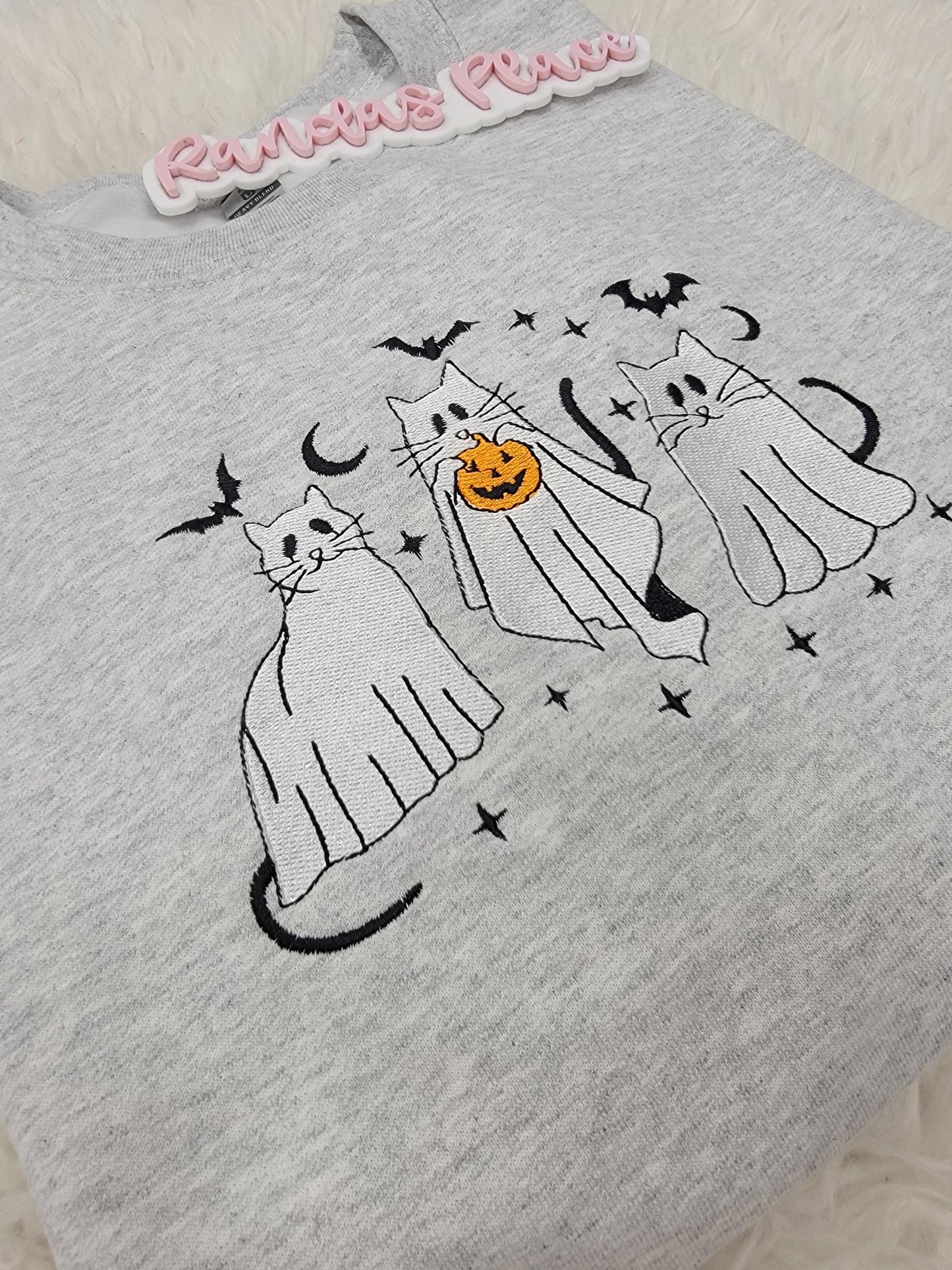 Ghost Cat Trick or Treat Halloween Sweatshirt