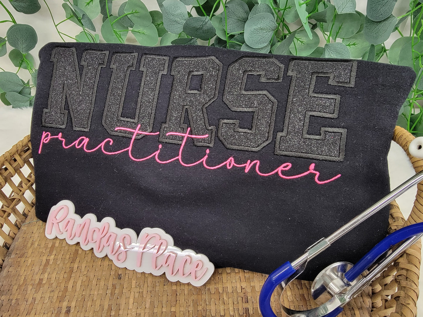 Black Sparkle Nurse Practitioner Crewneck