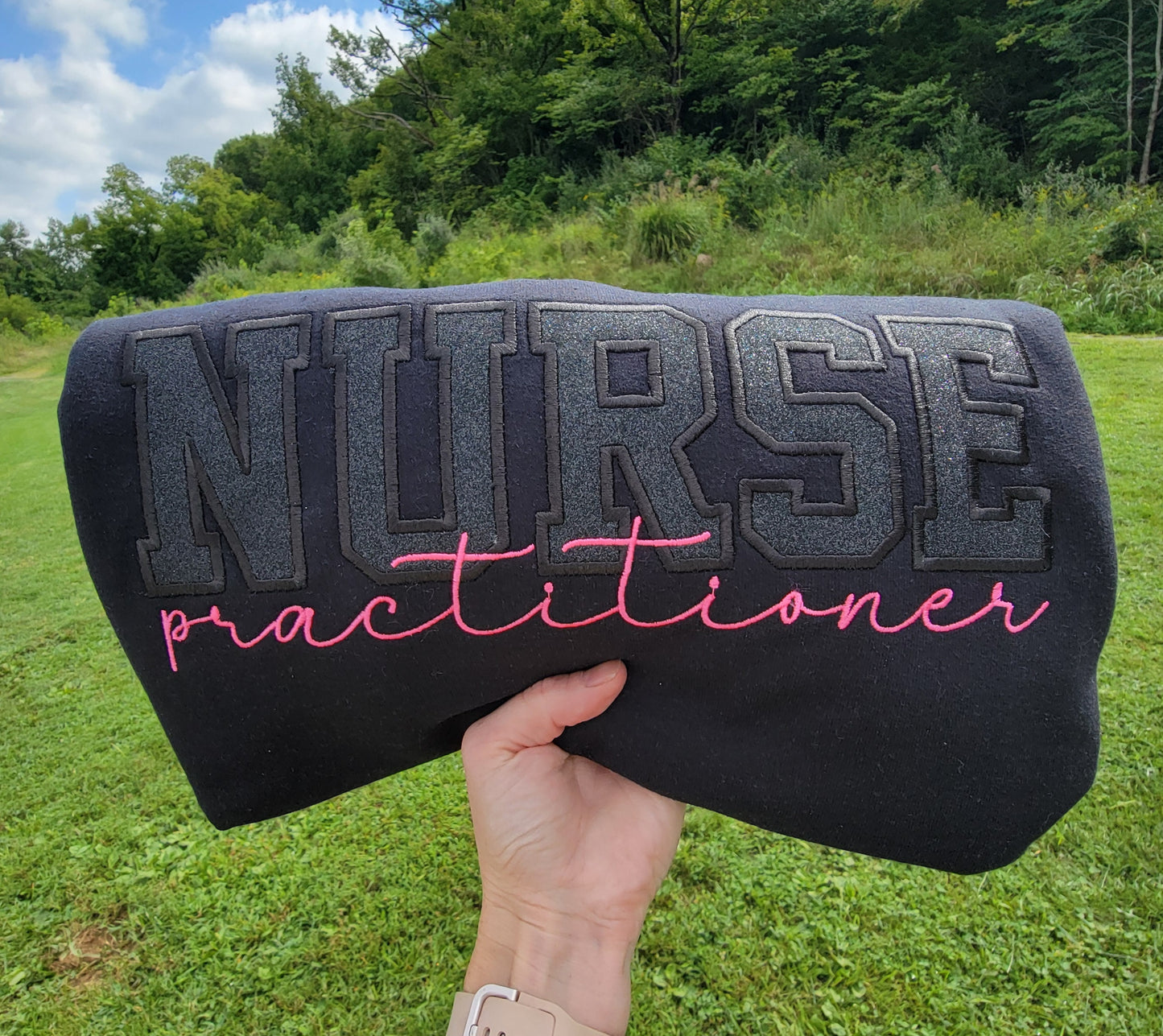 Black Sparkle Nurse Practitioner Crewneck