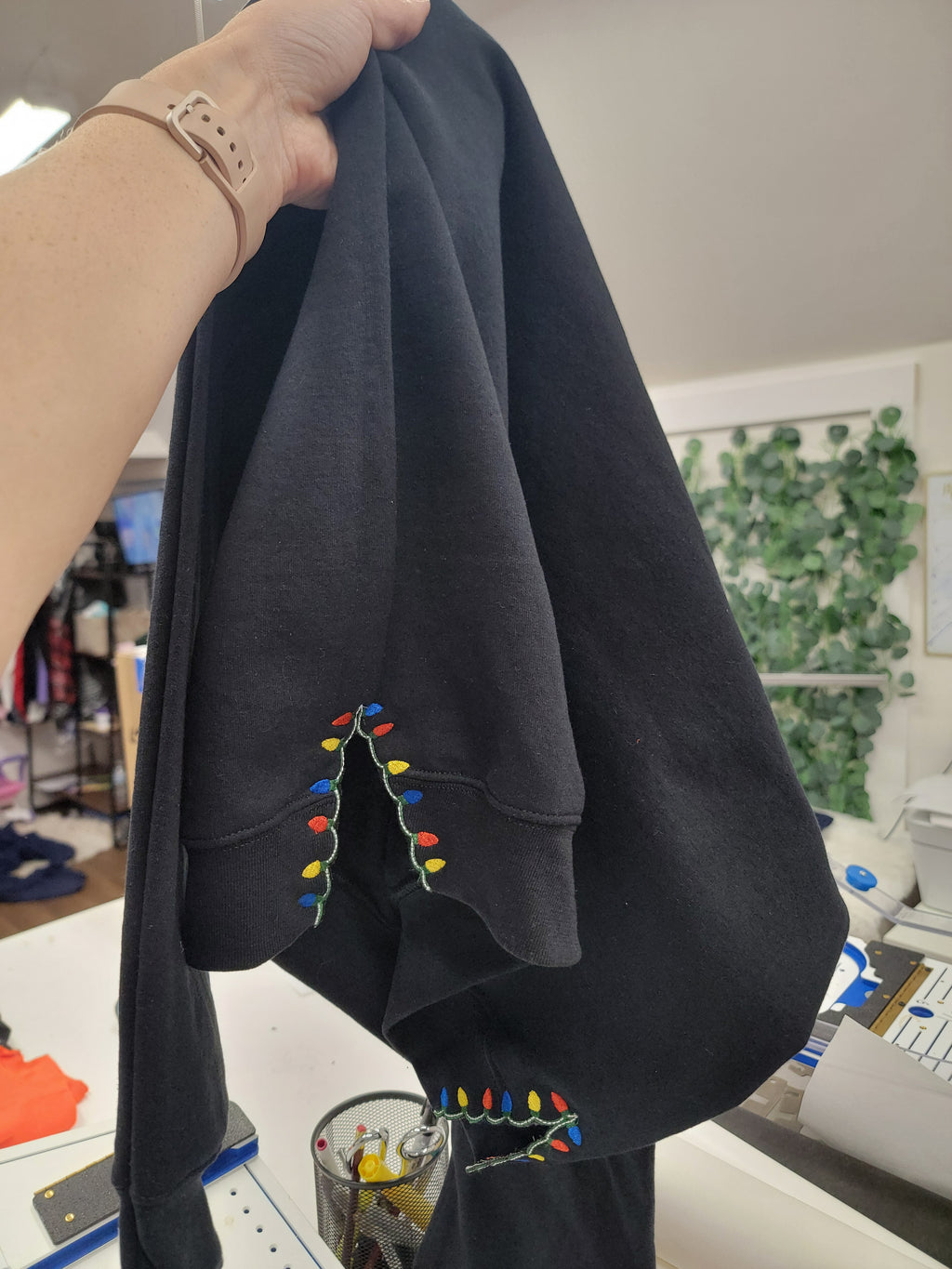 Merry Split Side Christmas Lights Crewneck