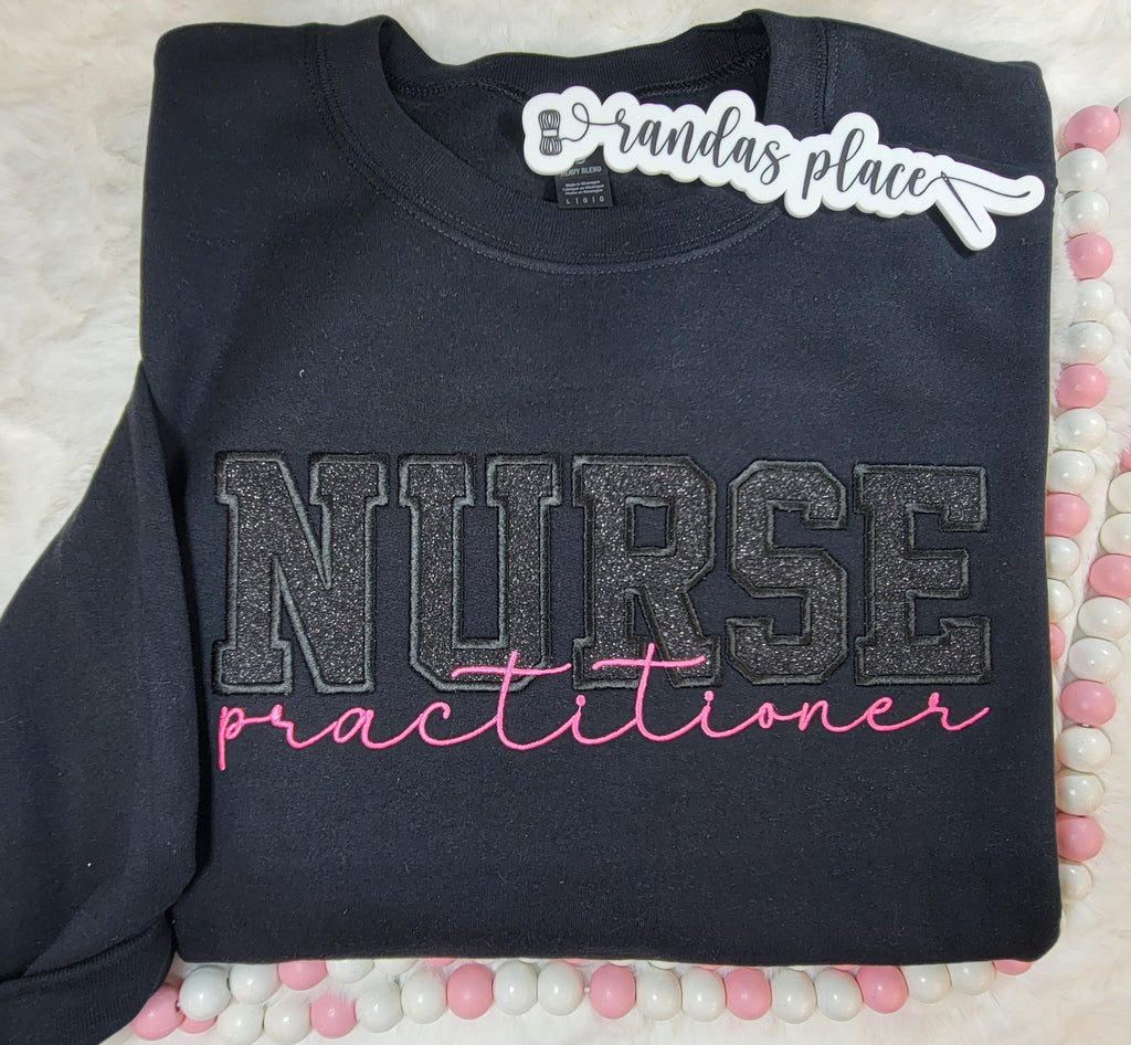 Black Sparkle Nurse Practitioner Crewneck