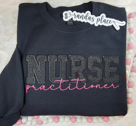 Black Sparkle Nurse Practitioner Crewneck