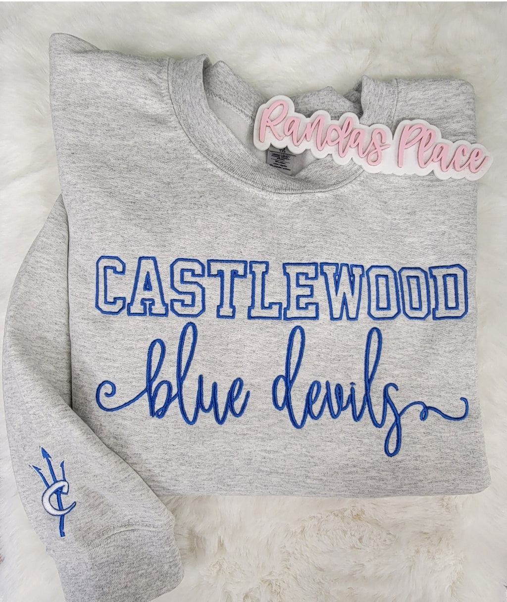 Castlewood Blue Devils Varsity & Script Crewneck