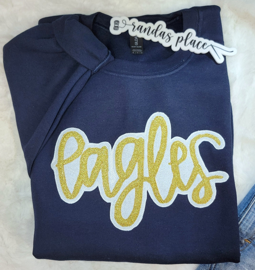 Eagles Sparkle Script Crewneck