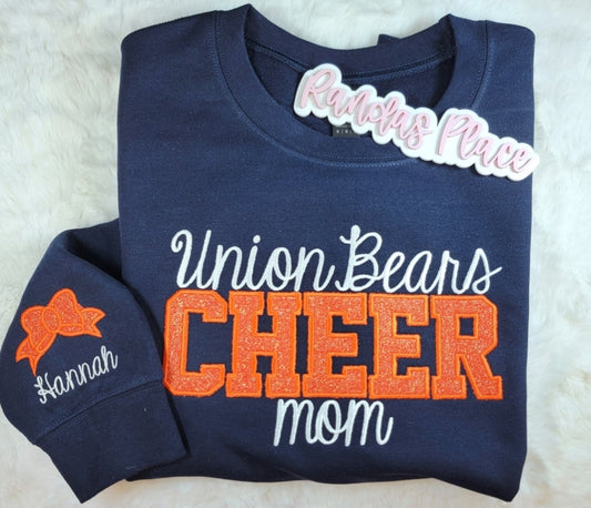 Union Bears Cheer Mom Sparkle Crewneck