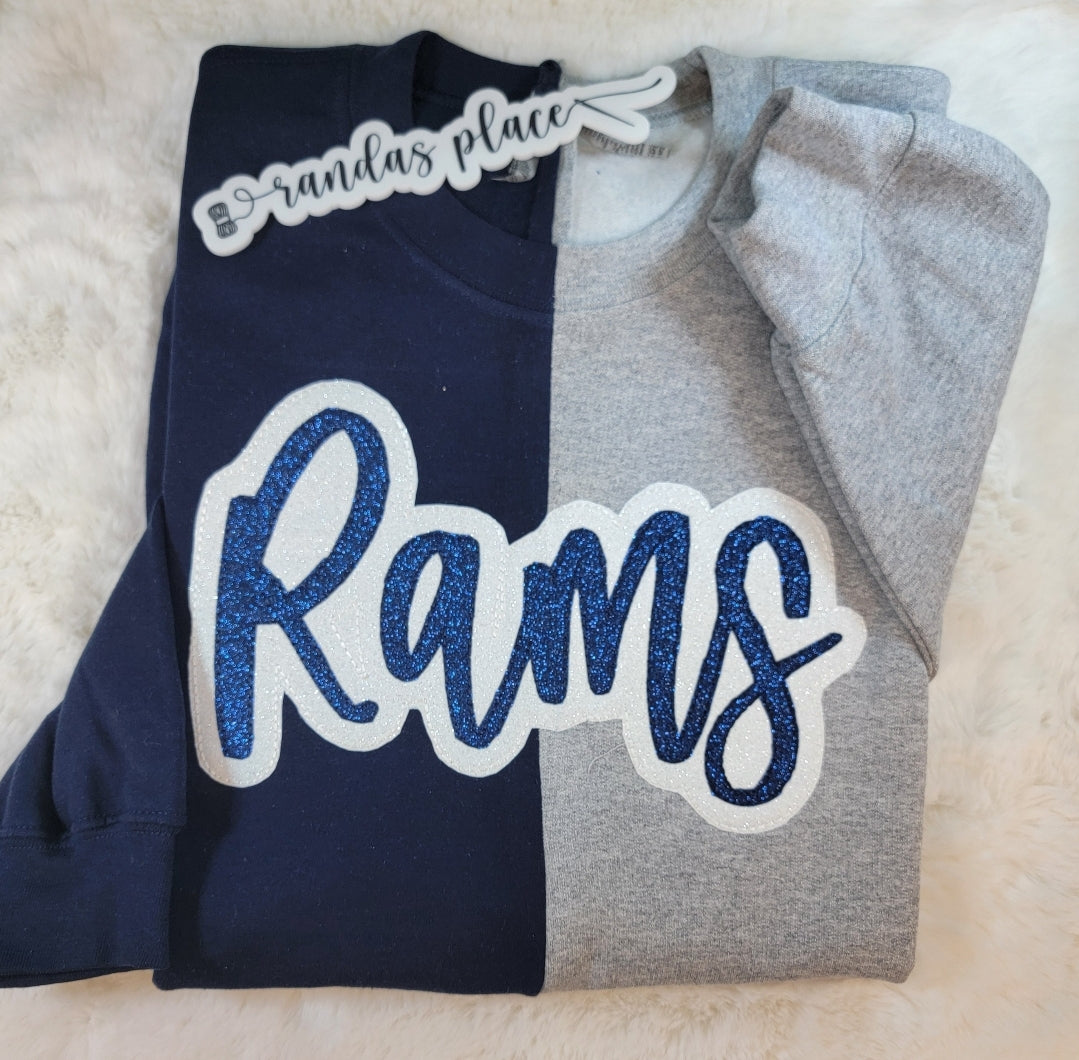 Rams Split Sparkle Crewneck