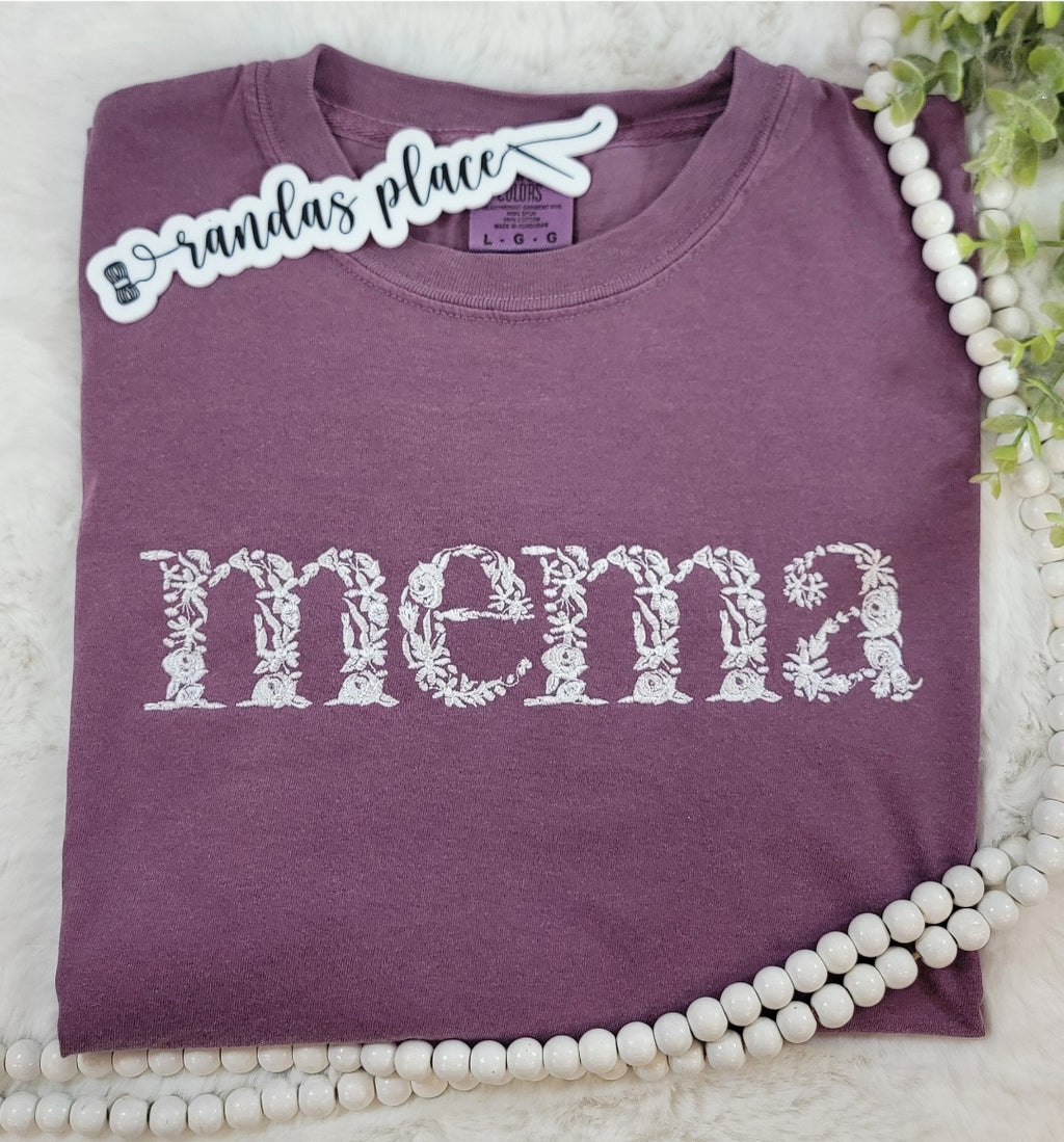 Floral Comfort Colors Custom Name Tee