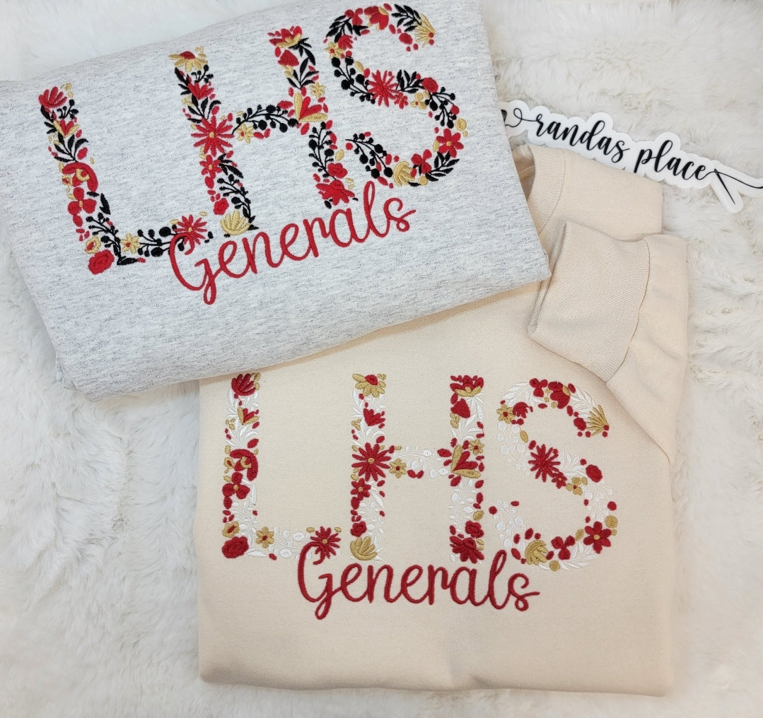 Lee High Generals Floral Crewneck