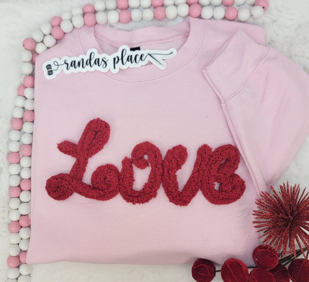 LOVE Chenille Yarn Valentine Crewneck