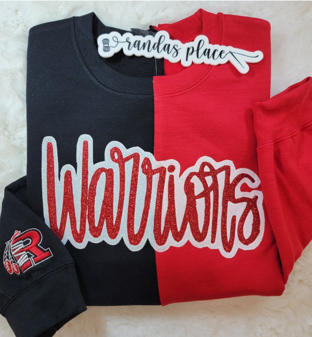 Rogersville Warriors Split Sparkle Crewneck