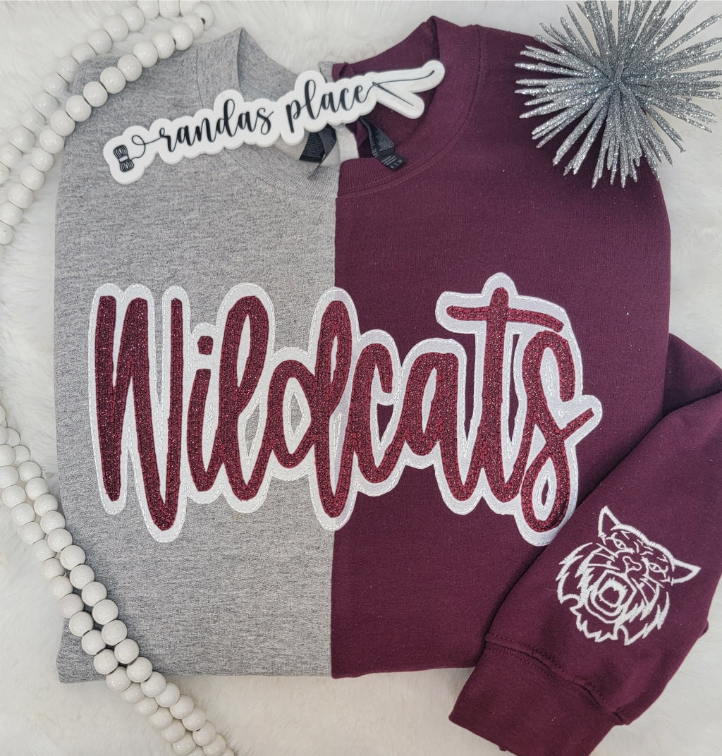 Wildcats Split Sparkle Crewneck