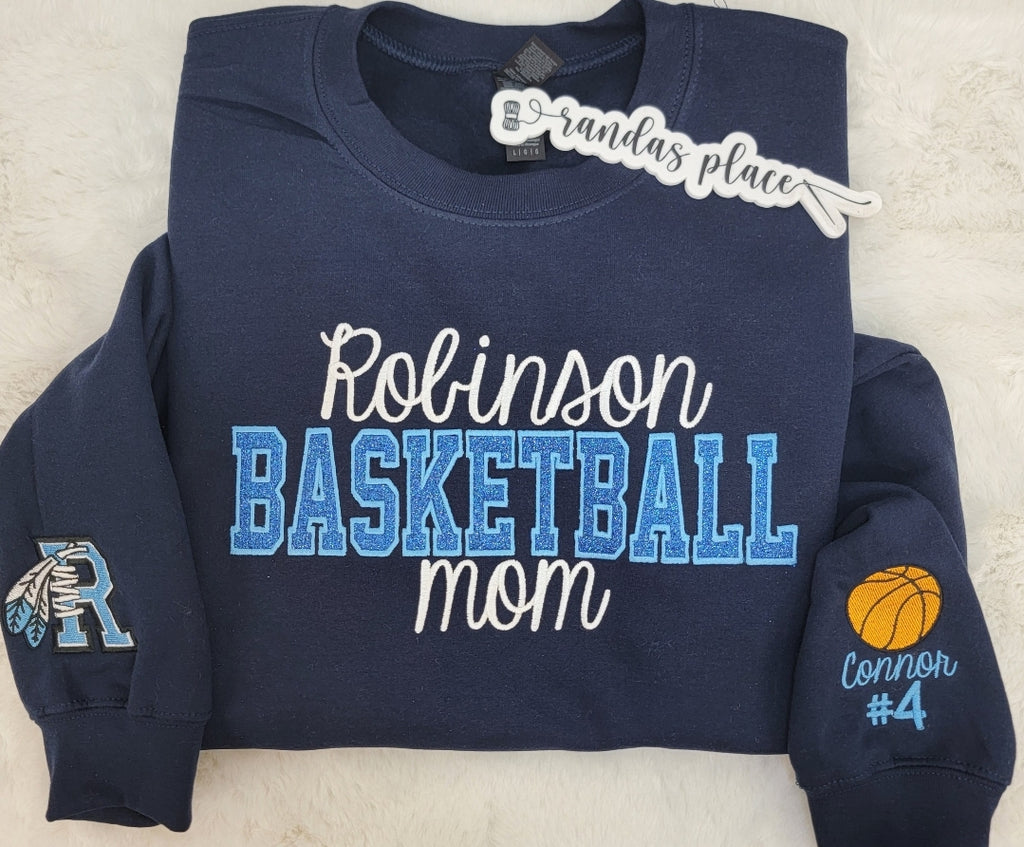 Robinson Basketball Mom Sparkle Crewneck