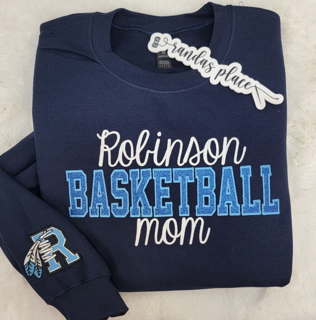Robinson Basketball Mom Sparkle Crewneck