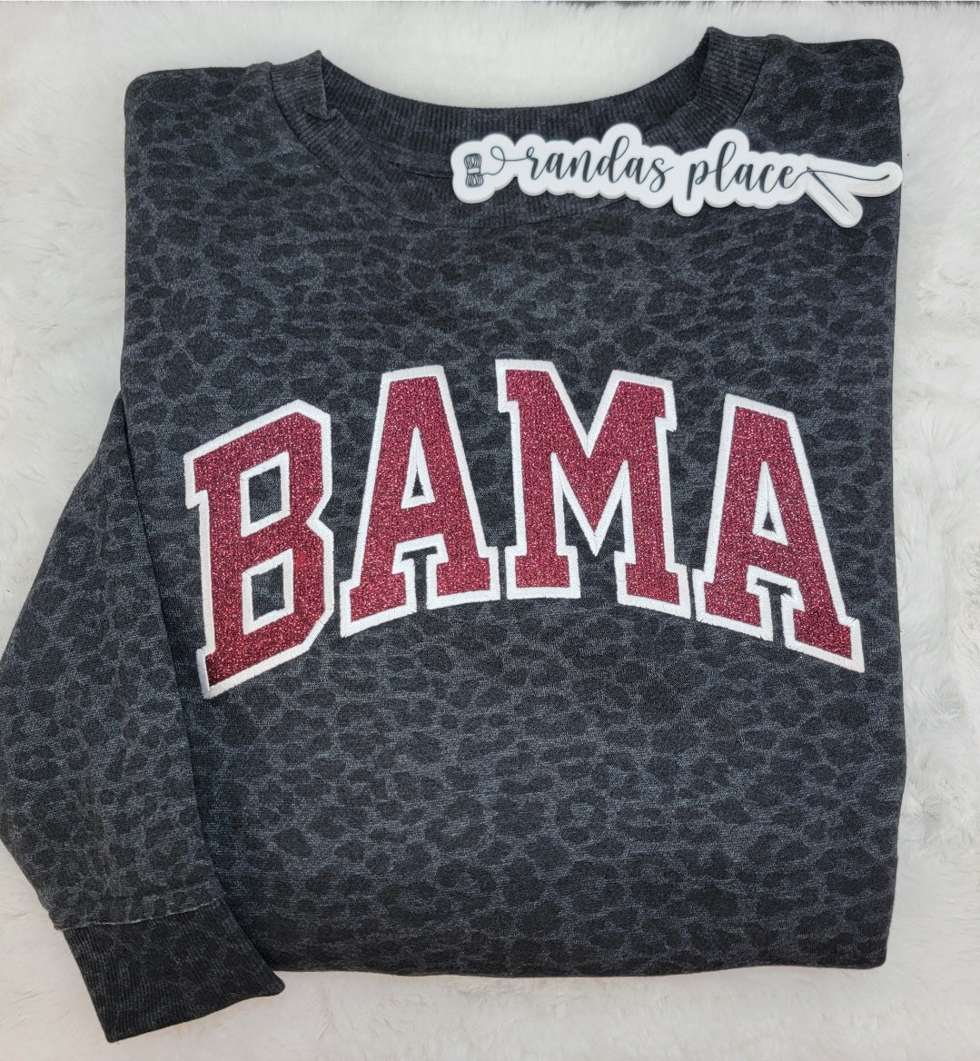 Bama Leopard Ladies Crewneck