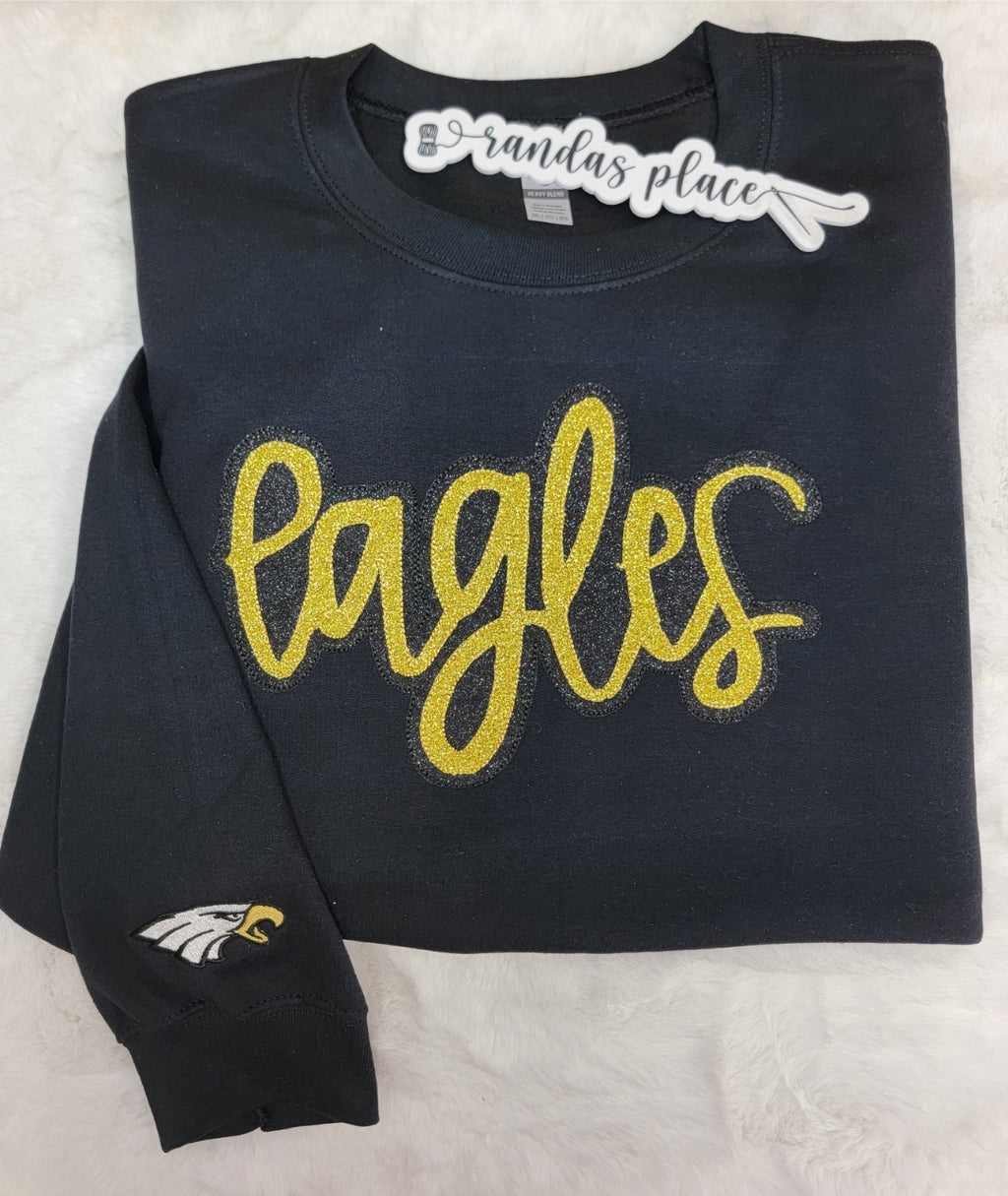 Eagles Sparkle Script Crewneck