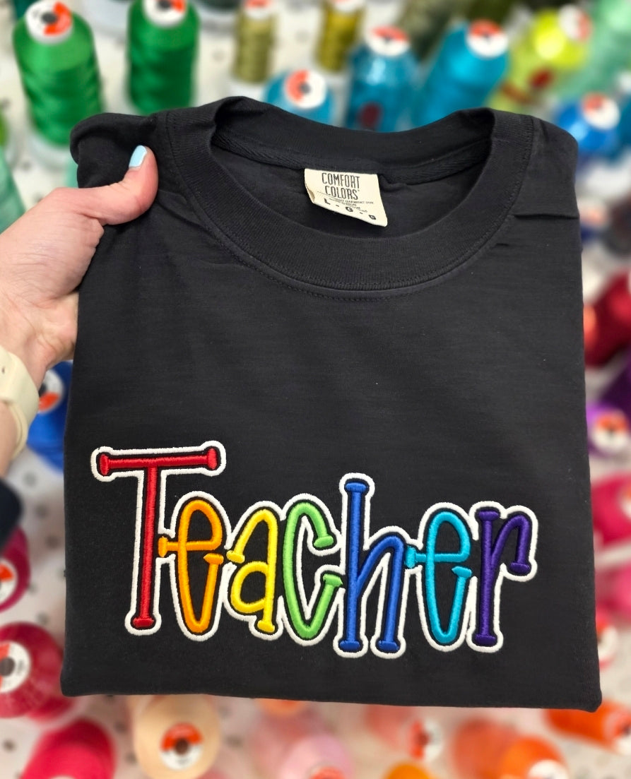 Rainbow Teacher Puff Tee/Sweatshirt