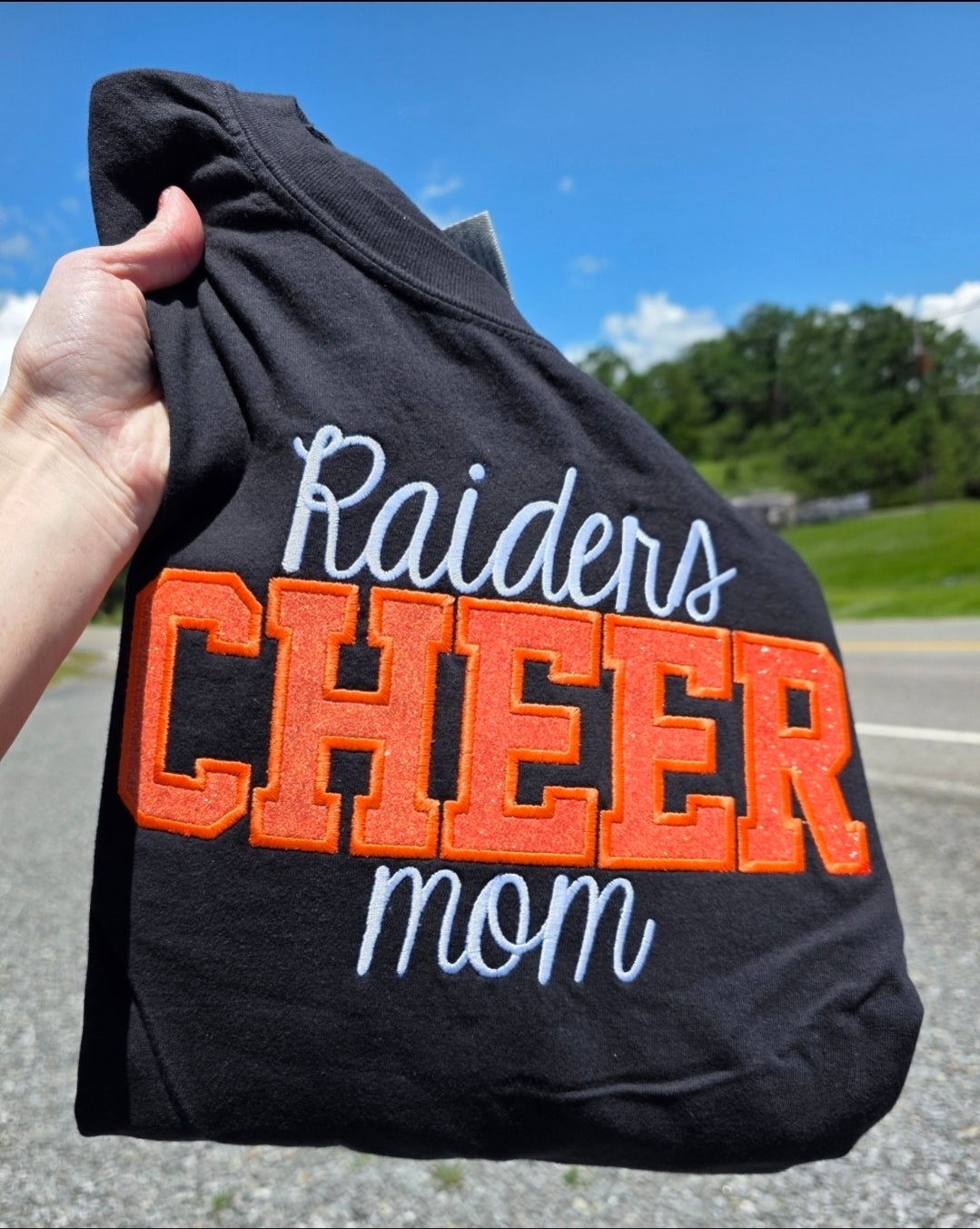 Raiders Cheer Mom Sparkle Crewneck/Tee