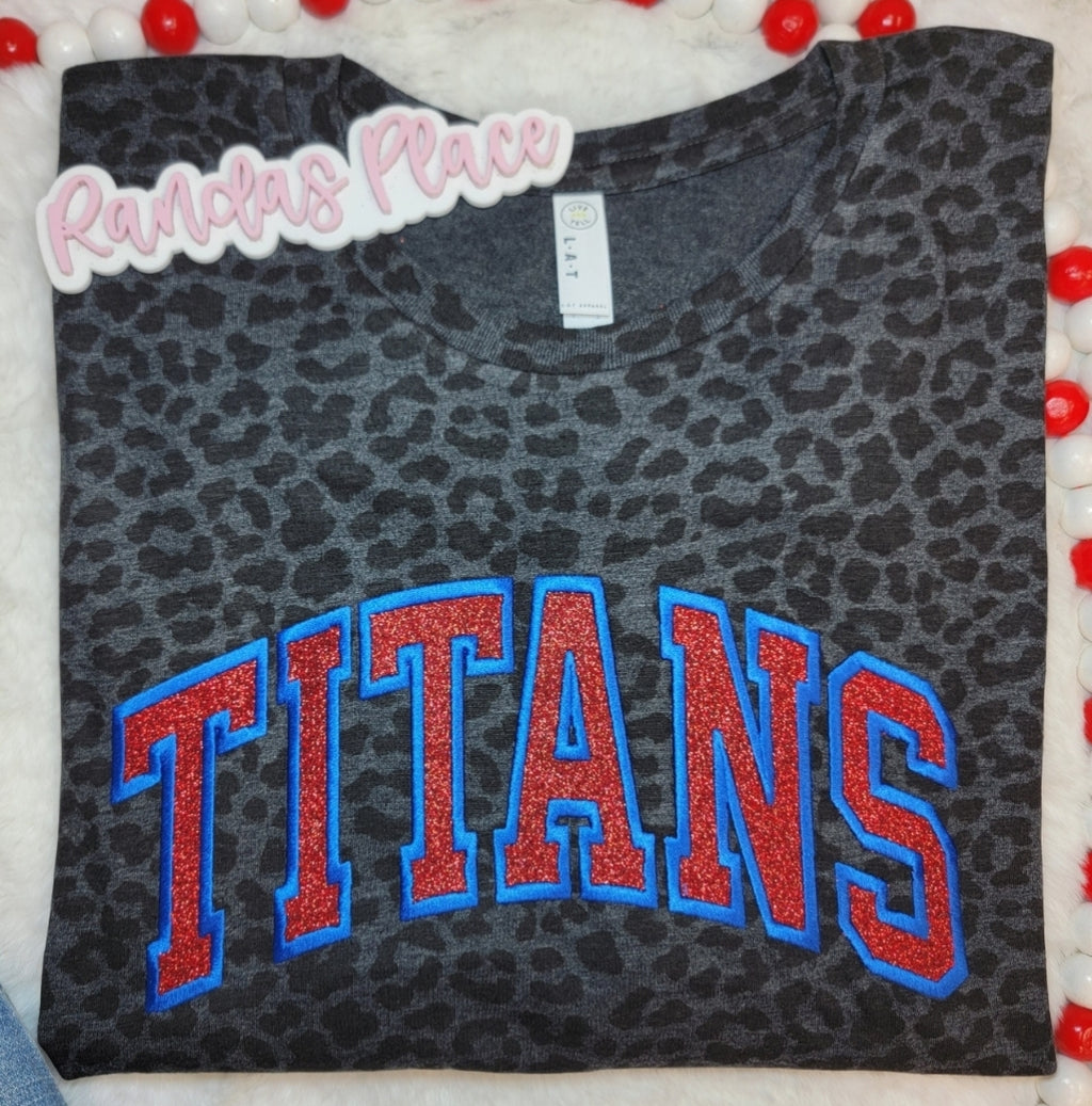 Twin Springs Titans Sparkle Leopard Tee